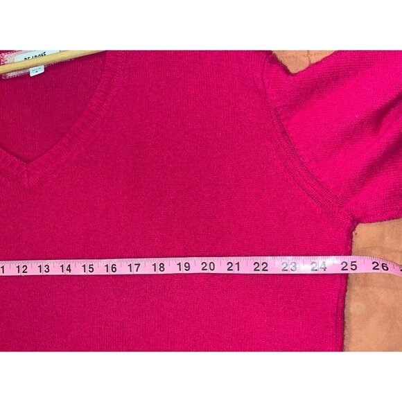Re/Done Fushia  V-Neck Wool Cashmere  Pullover Sweater Women's Size M Medium - Picture 5 of 8